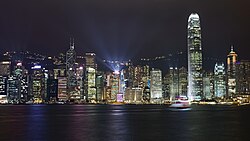 City of Victoria, la capital de Hong Kong, vue nocturne de harbour