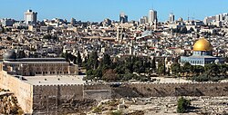 Jerusalem, die Hauptstadt von Israel, dome rock seen mount olives cropped