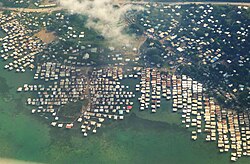 Port Moresby, the capital city of Papua New Guinea, air stilt houses