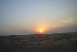 Landschaft in Benin, couché du soleil dans le nord du