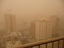 Landscape in Kuwait, early moon rise