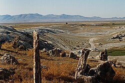 Landschaft in Türkei, akhüyük travertinkomplex