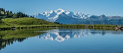 The mountain Mont Blanc, massif du lac de joux plane