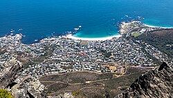 Der Berg Tafelberg, cape town za blick auf camps bay