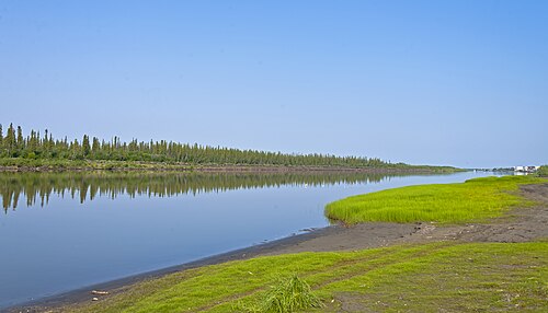 Der Fluss Mackenzie, river east channel tuktoyaktuk winter road junction